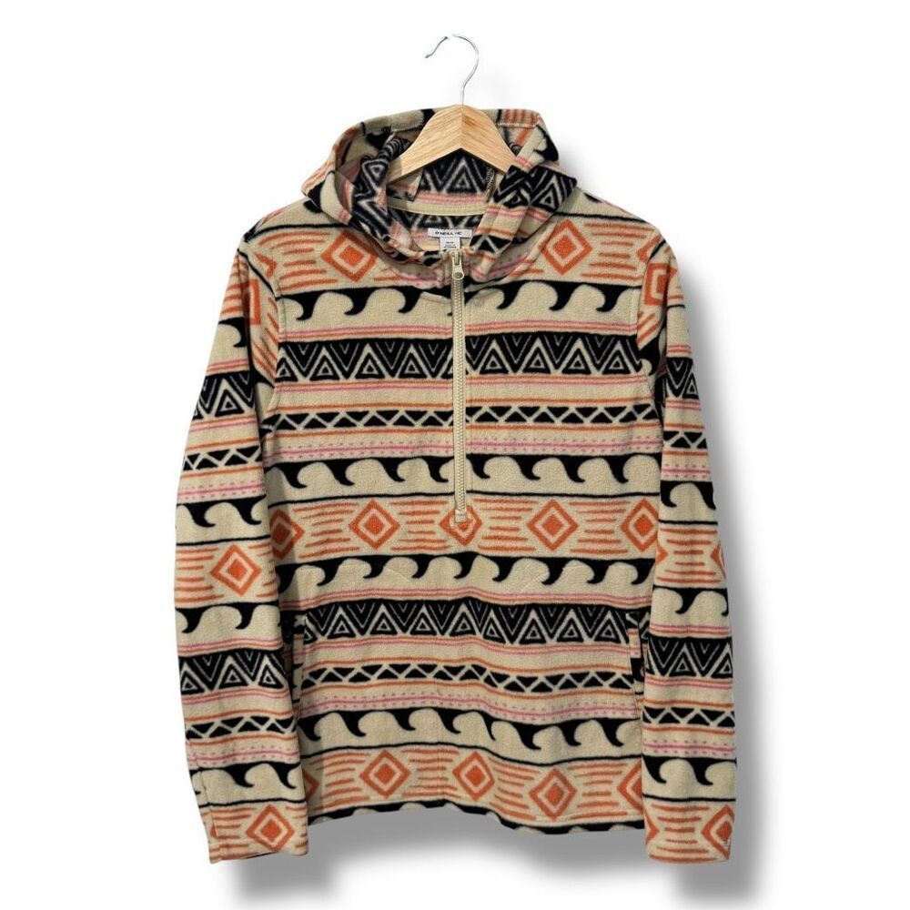 O'Neill Sierra Fleece Hoodie Womens M 1/4 Zip Pullover Aztec Tribal